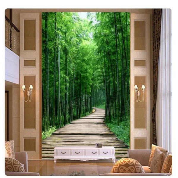 Green Bamboo Forest Small Road Living Room Entrance Corridor Decoration Wallpaper Wall Mural
