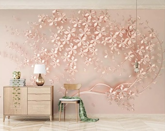 3D Rose Flower Wallpaper Mural: Modern Abstract Art Decor