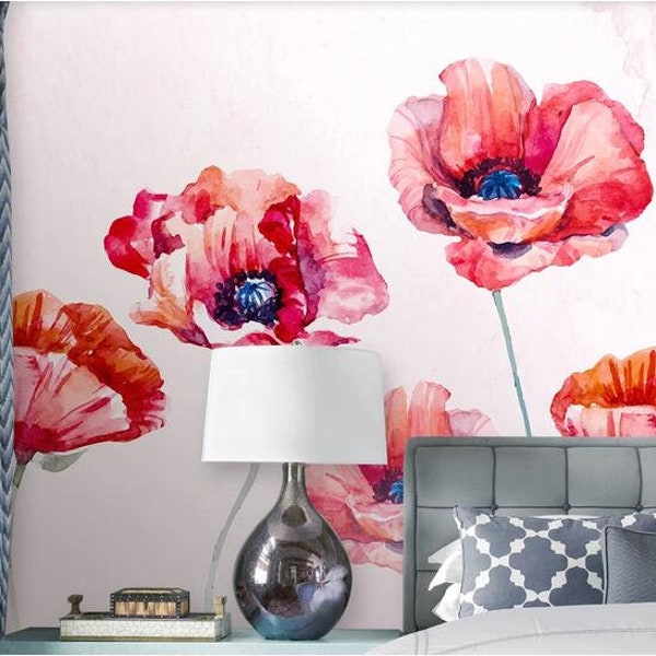 Poppy Flower Wall Decal - Etsy