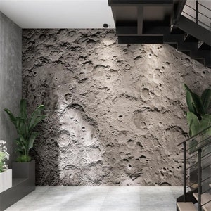 Moon Surface Abstract Cement Wallpaper Wall Mural Home Decor