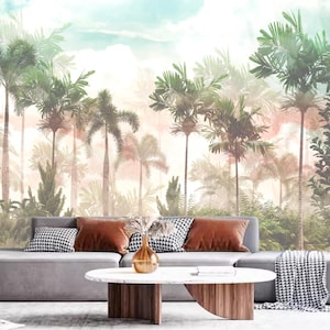 Tropical Palm Tree Wallpaper Mural: Rainforest Jungle Home Decor