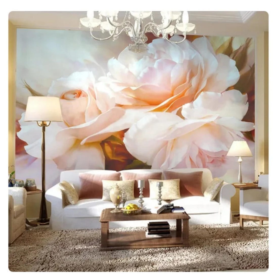 Classical Pink Rose Wallpaper Wall Mural for Living Room Bedroom ...