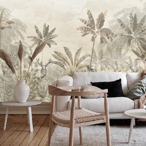 Tropical Banana Leaf Forest Wallpaper Mural: Living Room Wall Decor