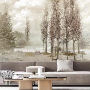Winter Pine Trees Wallpaper Wandbild Wohnkultur