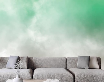 Aquarell Grüner Himmel Wallpaper Wandbild: Natur Landschaft Wohnkultur