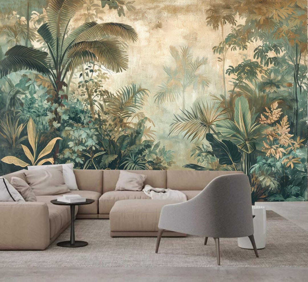 Tropical Rainforest Palm Trees and Plants Jungle Forest Wallpaper Wall