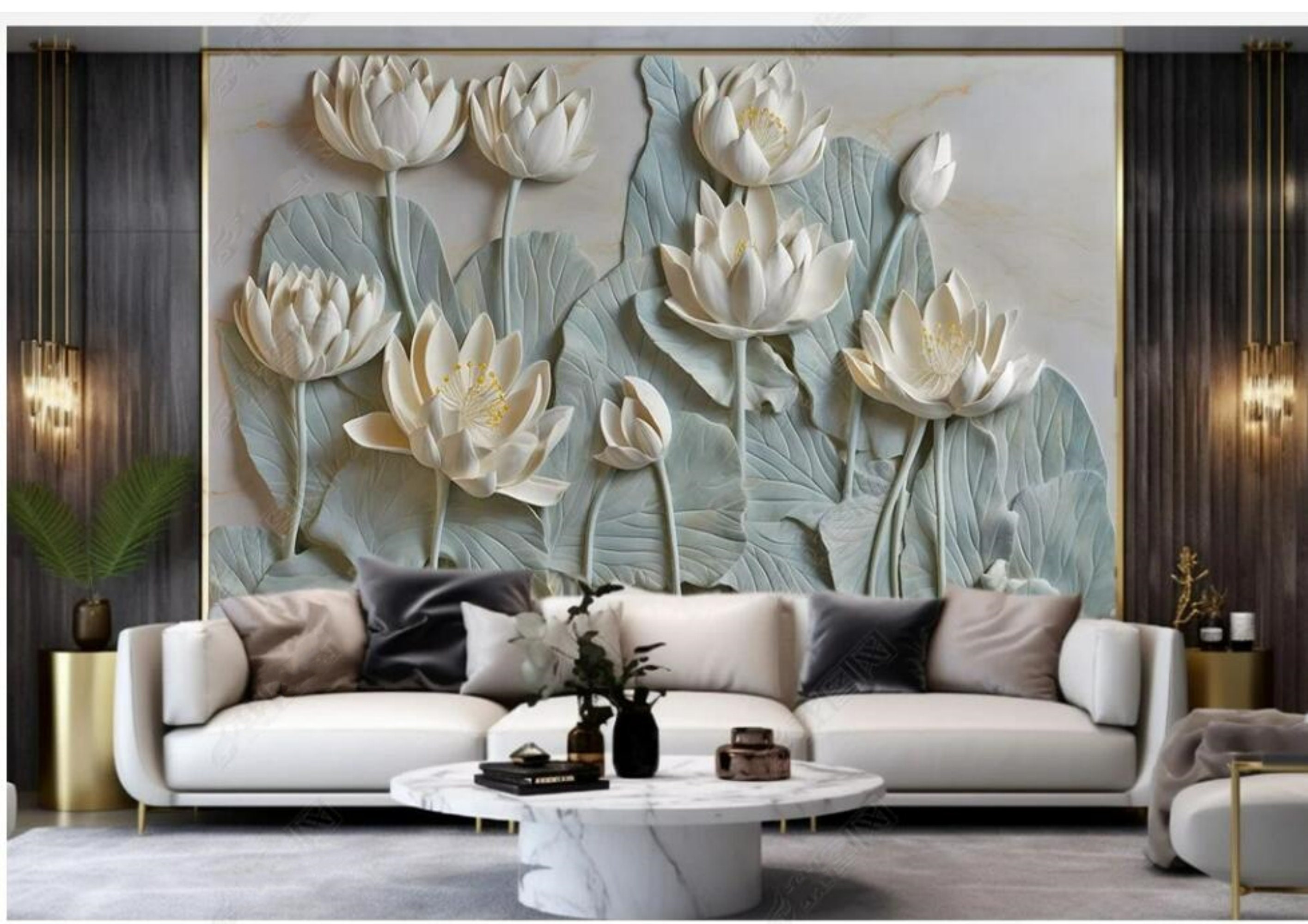 Déco Murale 3D Autocollante, Motif Lotus Antique, Pour Contremarches D'escalier Ou Papier Peint, Neuf