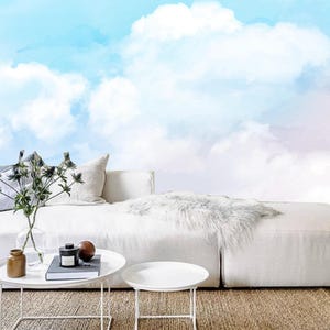 Sky Blue White Clouds Nature Landscape Wallpaper Wall Mural Home Decor