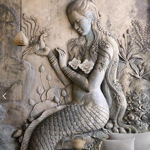 3D Embossed Mermaid Wallpaper Mural: Custom Hallway Wall Decor