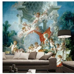 European-style Angel Mural Wallpaper Oil Painting Effect Custom Wall Murals Living Room Sofa Backdrop Photo Wallpaper