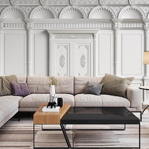 3D Classic Mouldings Plaster Wallpaper Mural: Home Decor