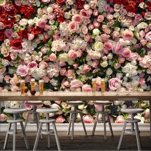 Red & Pink Rose Wallpaper Mural: 3D Floral Wall Decor