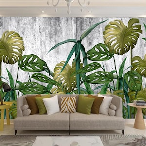 Green Banana Leaves Wallpaper Wall Mural Home Decor