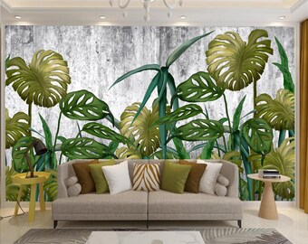 Green Banana Leaves Wallpaper Wall Mural Home Decor - Etsy