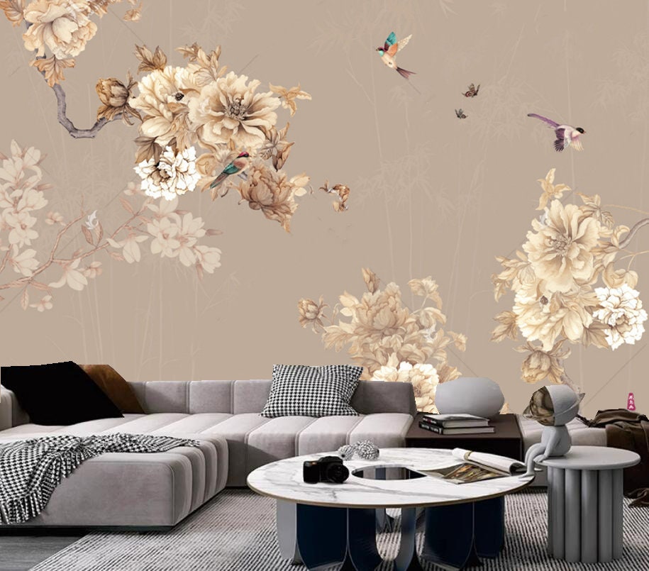 Adesivo da parete arte fiore farfalla uccellino PVC decalcomania