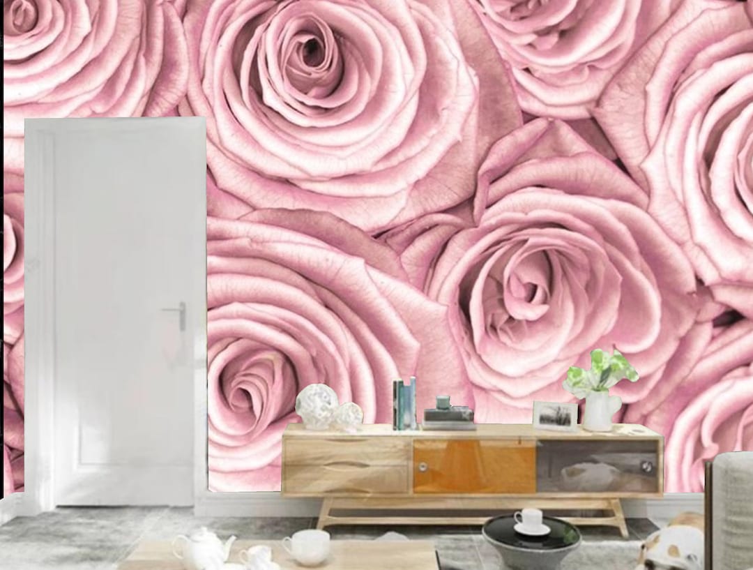 Pink Flowers Rose Floral Wallpaper Wall Mural Home Decor for Living ...
