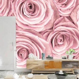 Pink Rose Floral Wallpaper Mural: Custom Home Decor