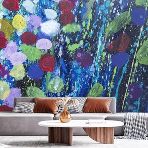 Bright Colorful Dots Creative Floral Wallpaper Wall Mural Home Decor