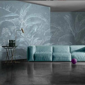 White Leaf Plant Wallpaper Mural: Tropical Home Decor