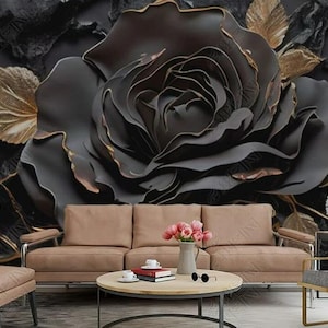 3D Dark Rose Marble Wallpaper Mural: Home Decor