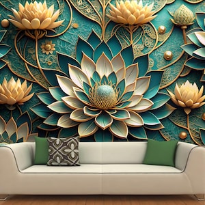 3D Lotus Flower Wallpaper Wall Mural Home Decor