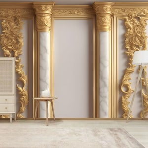 Gold Columns Wallpaper Mural: 3D Wall Decor