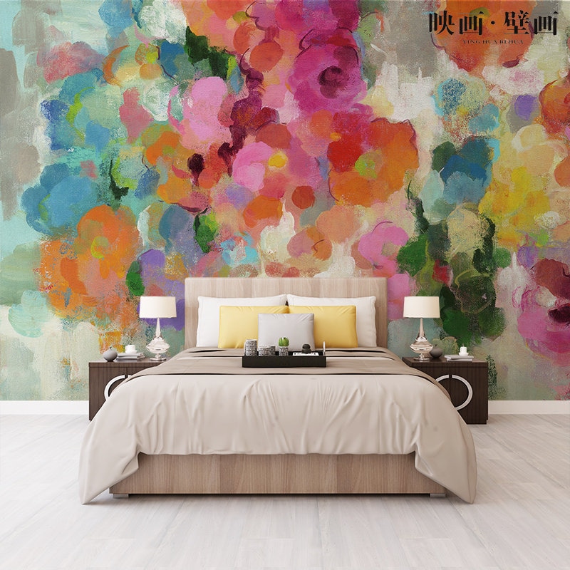 Oil Painting Pink Flowers Floral Wallpaper Wall Mural - Etsy UK