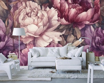 Peony Floral Wallpaper Mural: Dutch Flower Wall Decor
