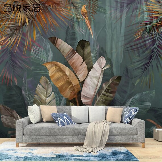 Tropical Banana Leaf Wallpaper Wall Murals Home Decor - Etsy