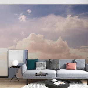 Blue Sky Clouds Wallpaper Mural: Simple Nature Wall Decor