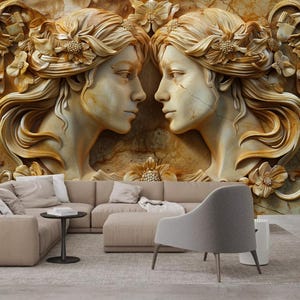 3D Relief Woman and Flowers Beauty Wallpaper Wall Mural Home Decor