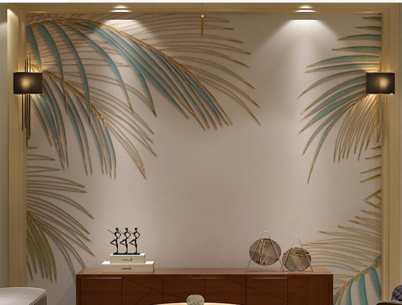 Tropical Palm Leaf Wallpaper Mural: Rain Forest Wall Decor - Etsy