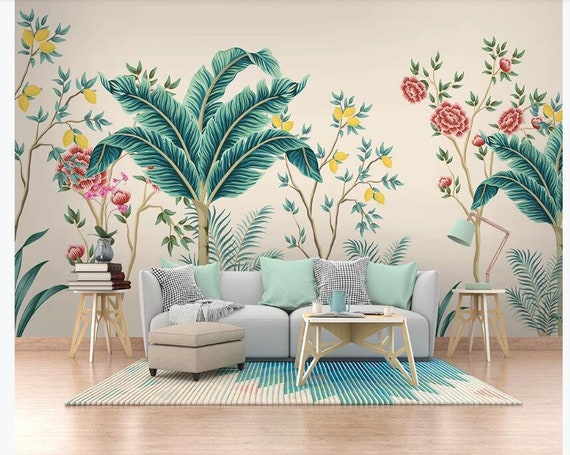 Wall Décor Custom Mural Wallpaper Home Decor Hand Painted Tropical ...