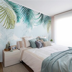 Hanging Green and Blue Leaves Wallpaper Wall Murals Home Decor