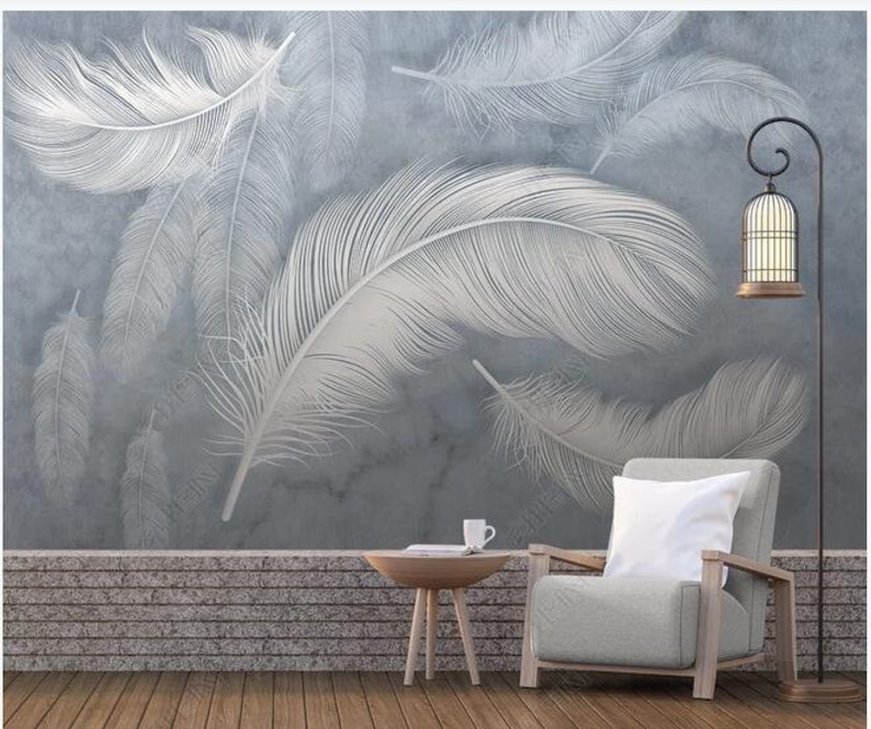 Modern Fashion Creative Feather for Living Room Bedroom Wall Art Mural ...