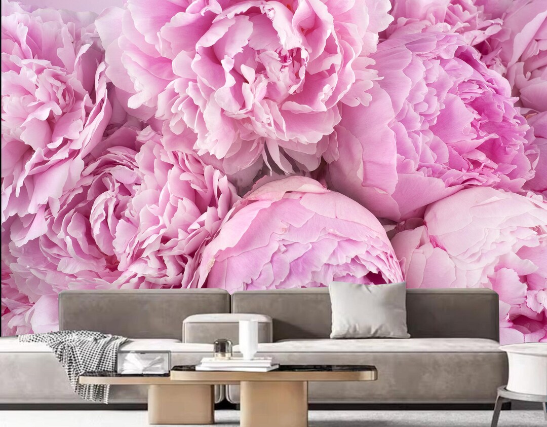 Pink Peony Floral Wallpaper Mural: Custom Home Decor - Etsy