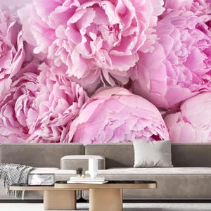 Pink Peony Floral Wallpaper Mural: Custom Home Decor