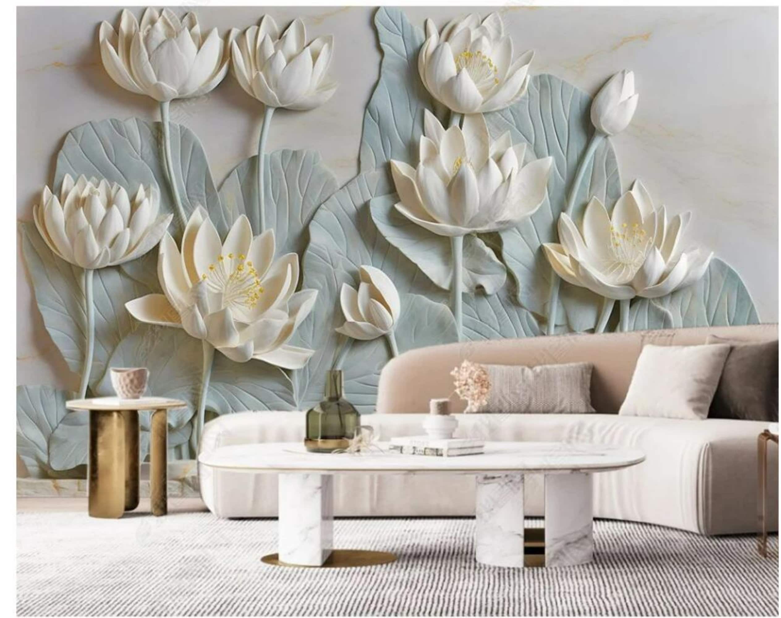 Fleur de lotus 3D A3671 Décoration murale en vinyle pour rehausseurs