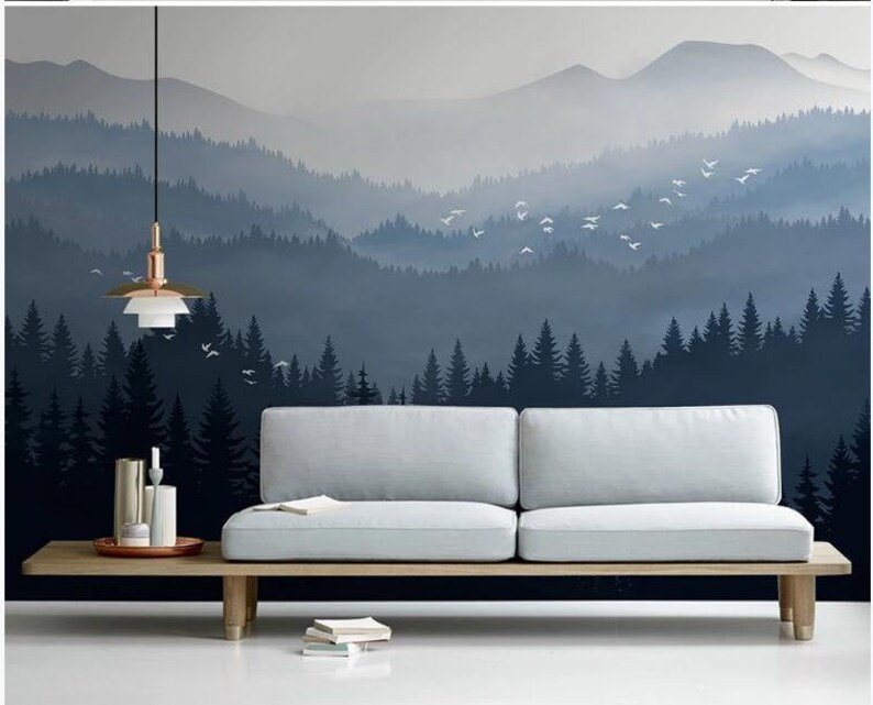 Ombre Mountains Mural Wallpaper Geometry Mountain with ...