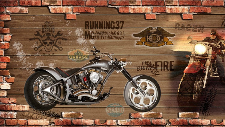 Personalized Customization Retro Motorcycle Brick Wallpaper