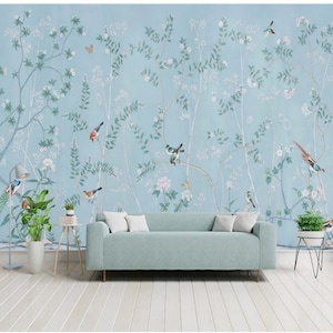 Chinoiserie Birds and Flowers Wallpaper Mural