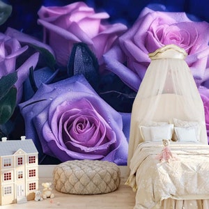 Floral Rose Wallpaper Mural: Nursery Home Decor