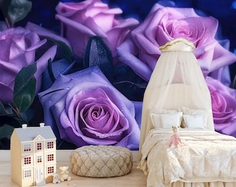Floral Rose Wallpaper Mural: Nursery Home Decor
