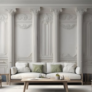 3D Classic Interior Frame Wall White Columns Wallpaper Wall Mural Wall Decor for Living Room Bedroom Dinning Room