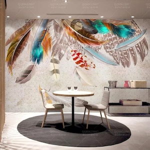 Nordische Feder Tapete Wandbild: Buntes Abstraktes Design