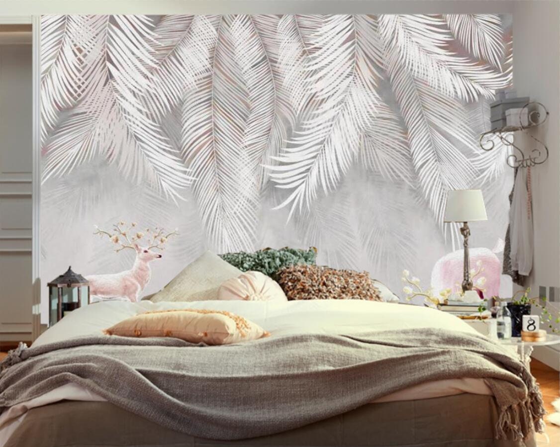 Hanging White Banana Leaf Wallpaper Tropical Leaves Wall - Etsy Canada