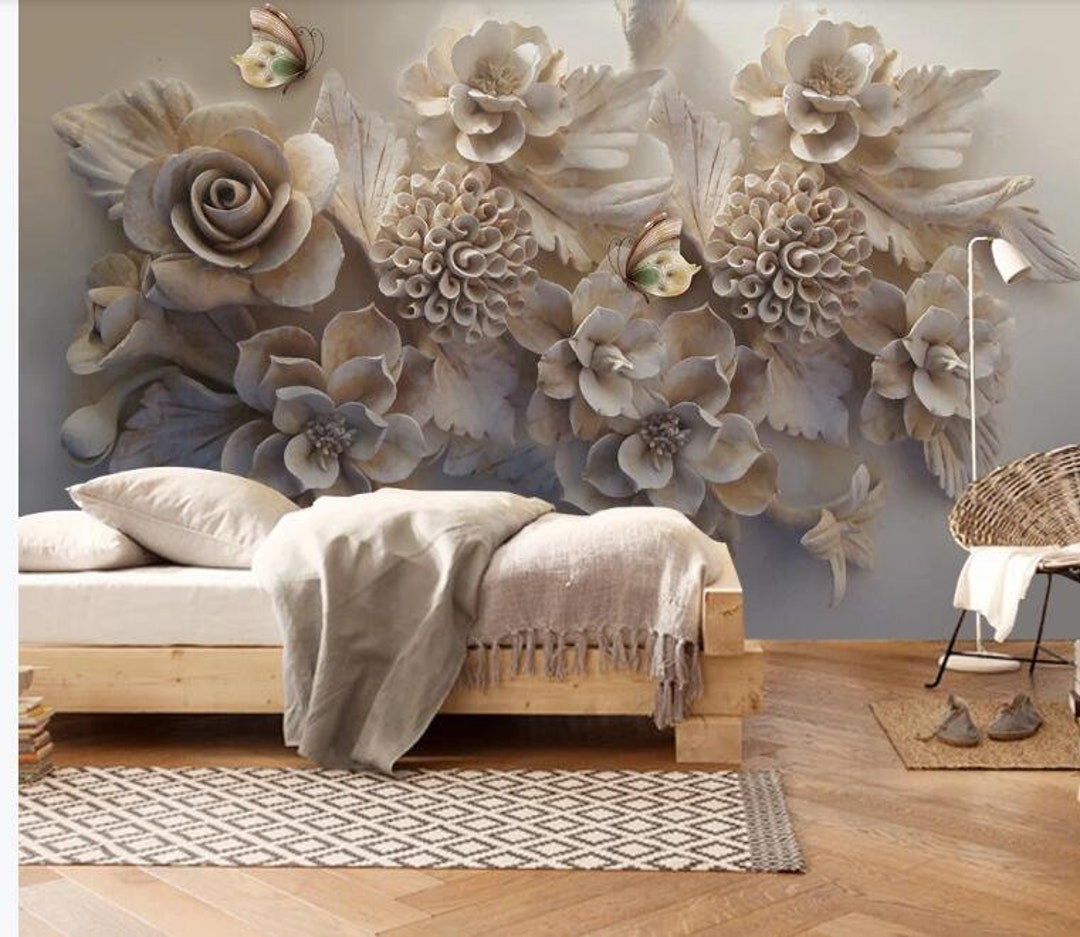 3D Wallpaper European Aesthetic Threedimensional Relief 3D Flower