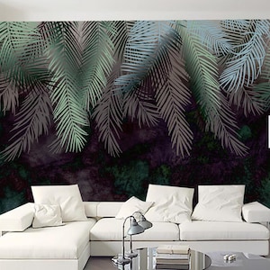 Folhas de palmeira, galhos de palmeira, folhas tropicais, papel de parede, mural de parede, decoração para casa