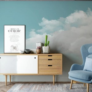 Sky Blue Clouds Wallpaper Mural: Nature Home Decor