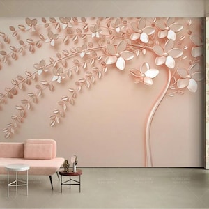 3D Stereo Rose Golden Relief Tree Fresco Modern Abstract Living Room TV Bedroom Art Wallpapers Wall Murals